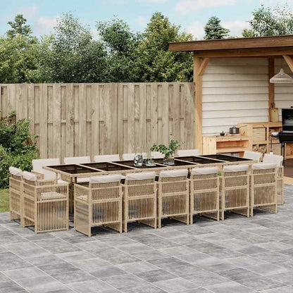 17-tlg. Garten-Essgruppe mit Kissen Beige Poly Rattan
