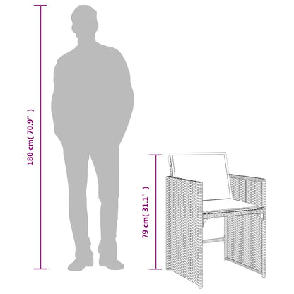 13-tlg. Garten-Essgruppe mit Kissen Braun Poly Rattan