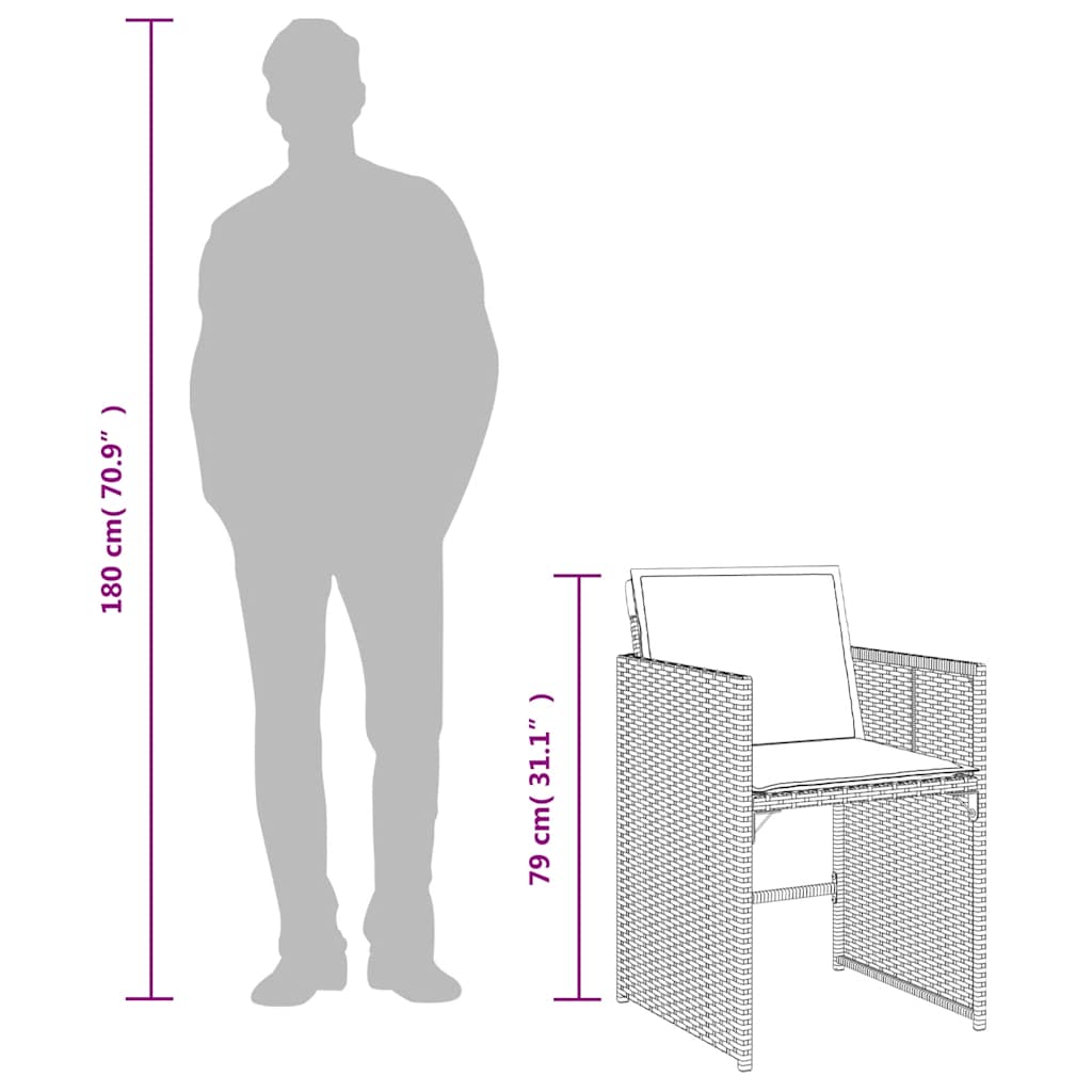 13-tlg. Garten-Essgruppe mit Kissen Schwarz Poly Rattan