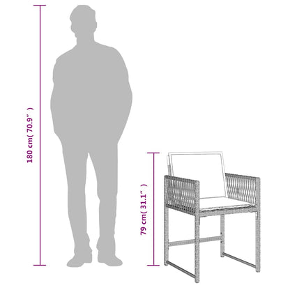 13-tlg. Garten-Essgruppe mit Kissen Hellgrau Poly Rattan