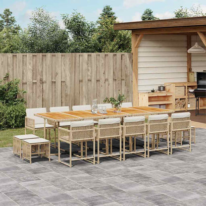 15-tlg. Garten-Essgruppe mit Kissen Beige Poly Rattan