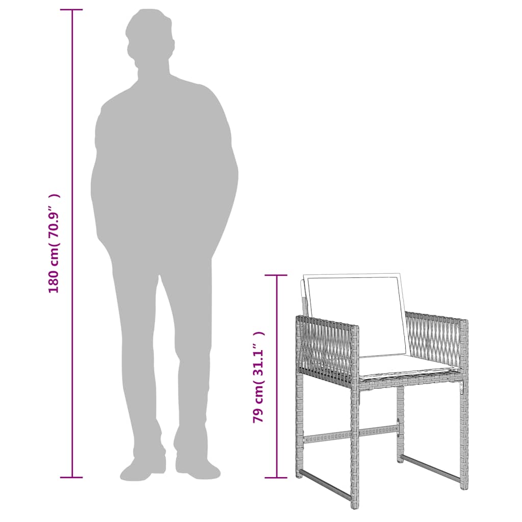 17-tlg. Garten-Essgruppe mit Kissen Hellgrau Poly Rattan