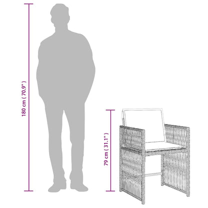 7-tlg. Garten-Essgruppe mit Kissen Hellgrau Poly Rattan