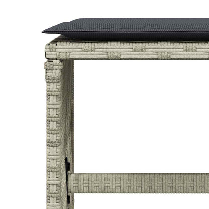 11-tlg. Garten-Essgruppe mit Kissen Hellgrau Poly Rattan