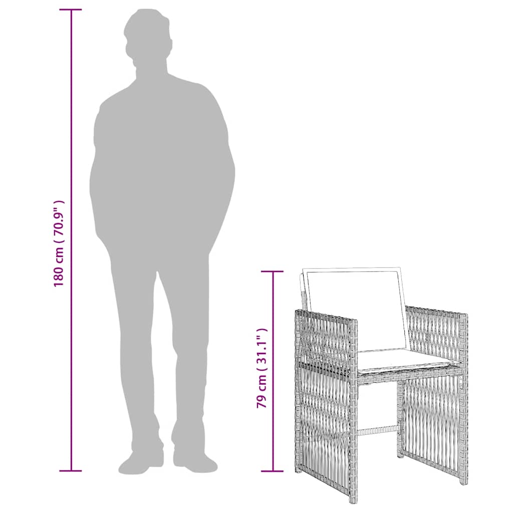 15-tlg. Garten-Essgruppe mit Kissen Hellgrau Poly Rattan