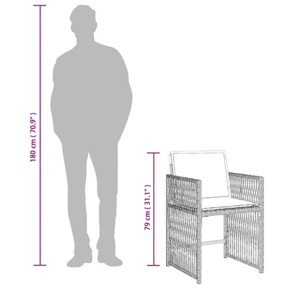 15-tlg. Garten-Essgruppe mit Kissen Hellgrau Poly Rattan