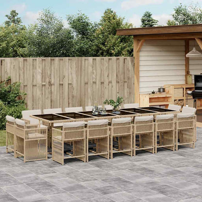 17-tlg. Garten-Essgruppe mit Kissen Beige Poly Rattan