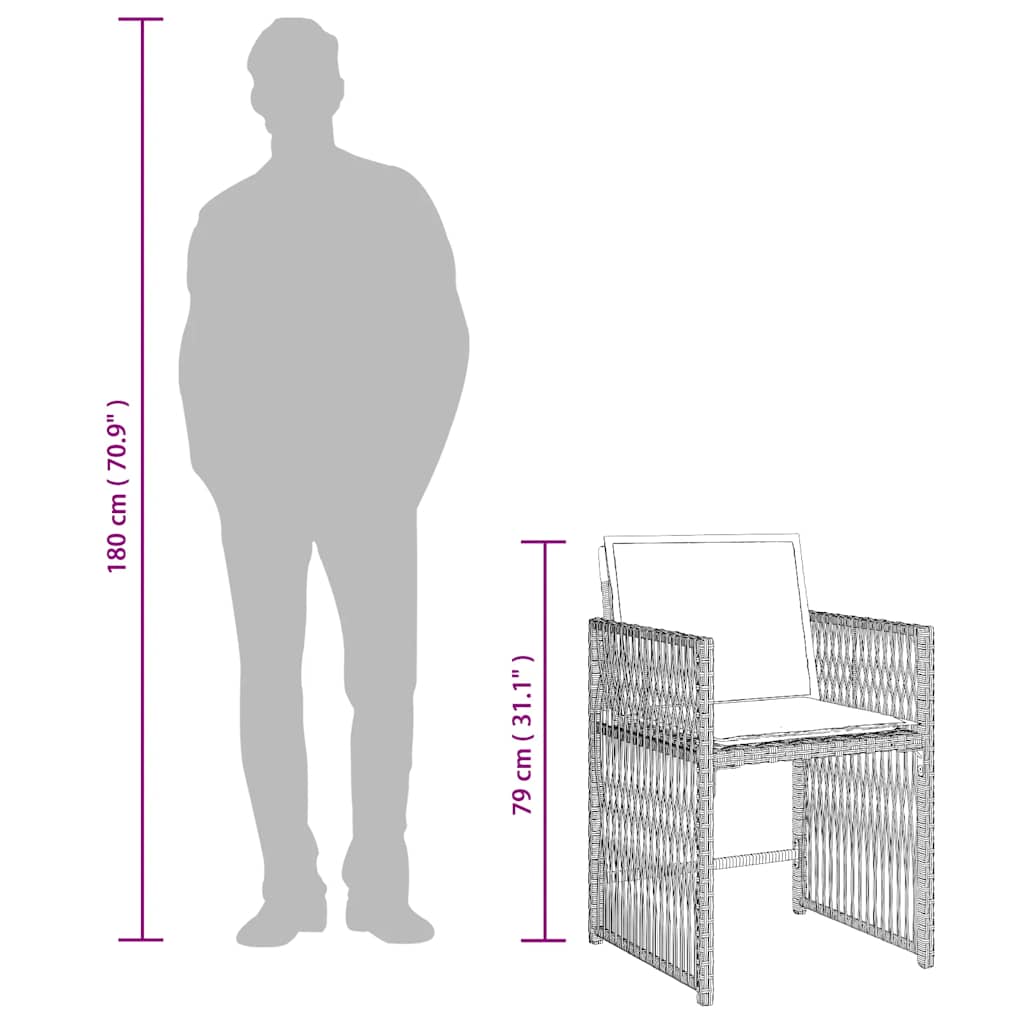 17-tlg. Garten-Essgruppe mit Kissen Hellgrau Poly Rattan