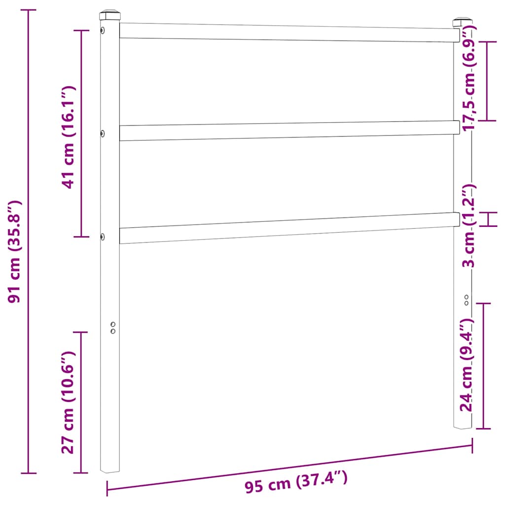 Ersatz-Kopfteil Metall Schwarz 90 cm