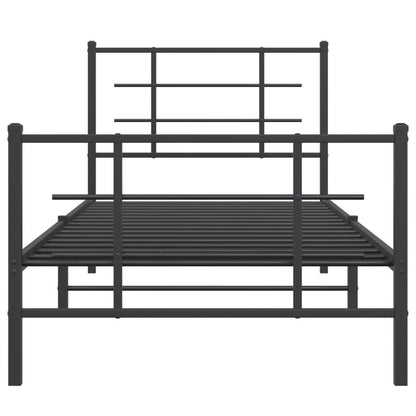 Bettgestell mit Kopf- und Fußteil Metall Schwarz 90x200 cm