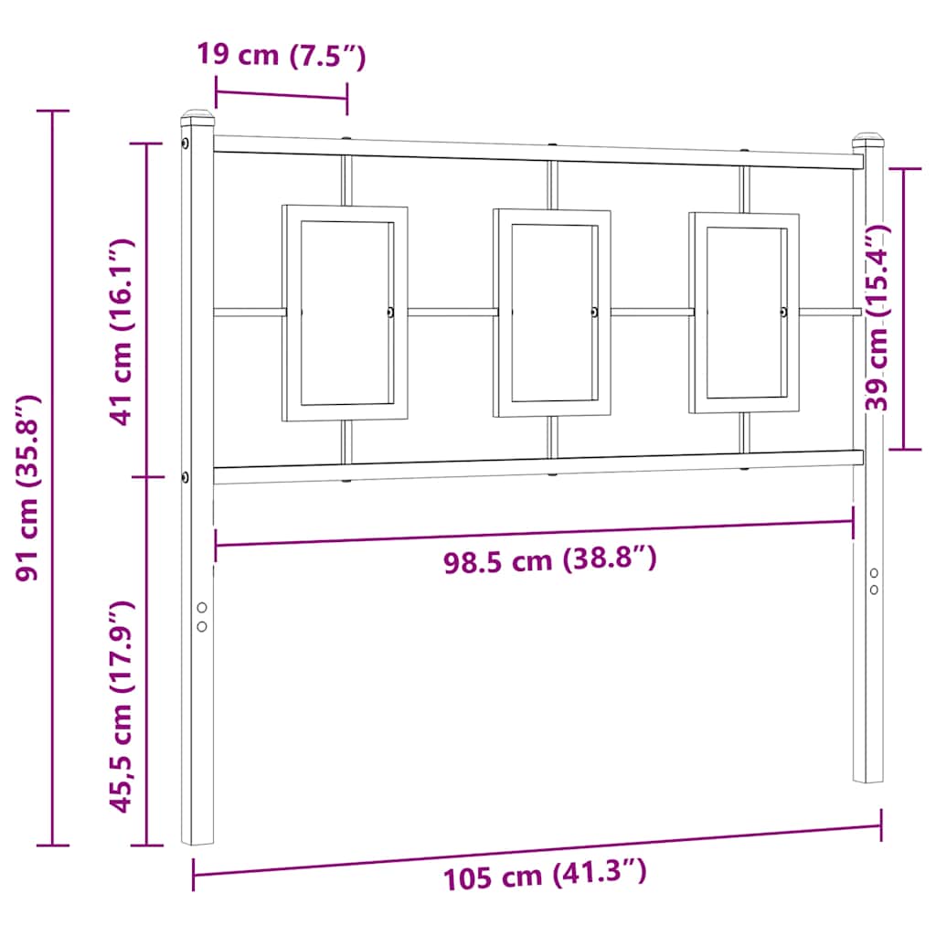 Ersatz-Kopfteil Metall Schwarz 100 cm