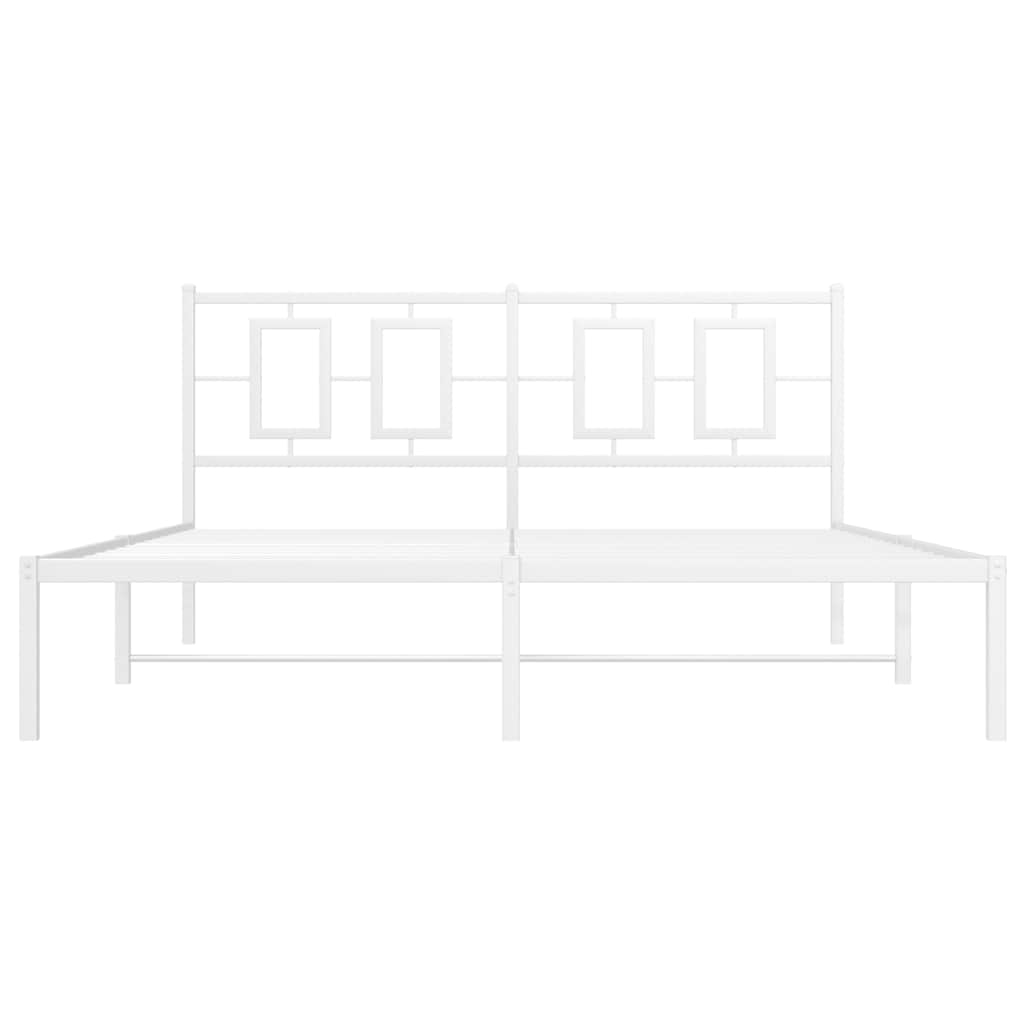 Bettgestell mit Kopfteil Metall Weiß 150x200 cm