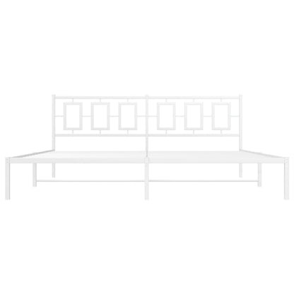 Bettgestell mit Kopfteil Metall Weiß 193x203 cm