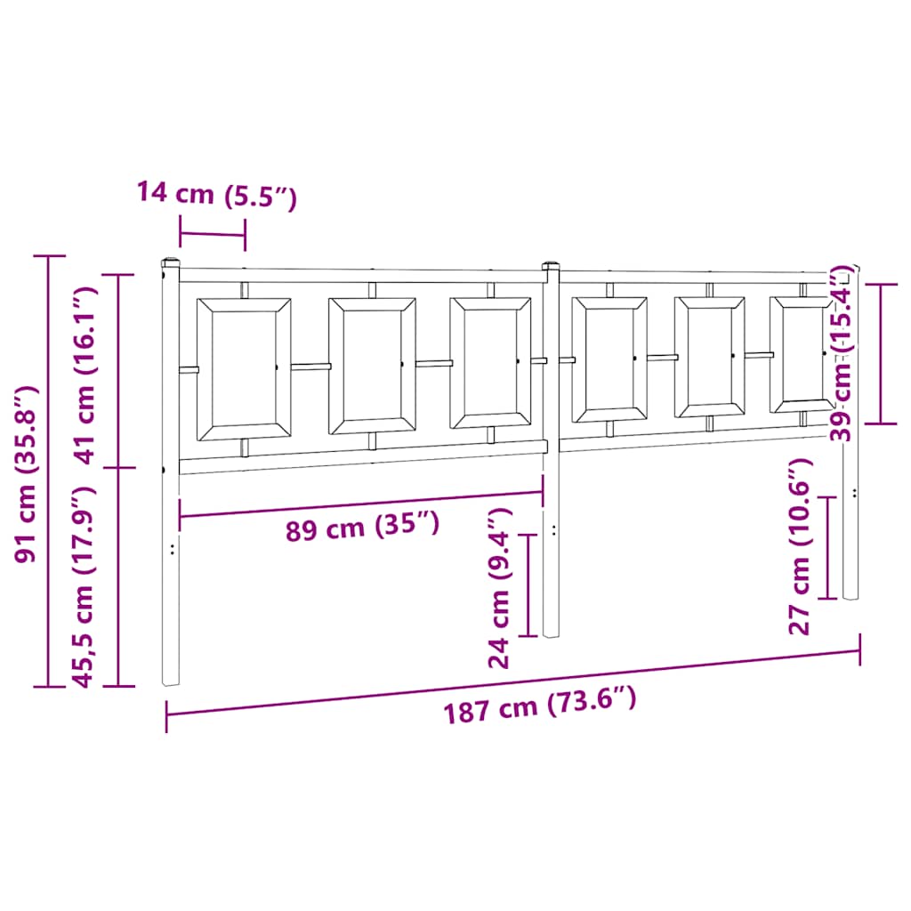 Ersatz-Kopfteil Metall Weiß 180 cm