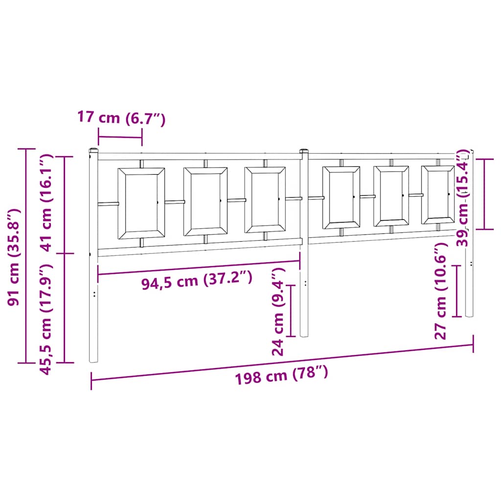 Ersatz-Kopfteil Metall Weiß 193 cm