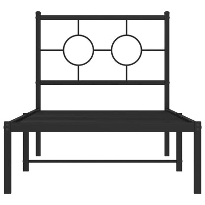 Bettgestell mit Kopfteil Metall Schwarz 75x190 cm