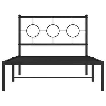 Bettgestell mit Kopfteil Metall Schwarz 100x190 cm