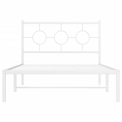 Bettgestell mit Kopfteil Metall Weiß 107x203 cm