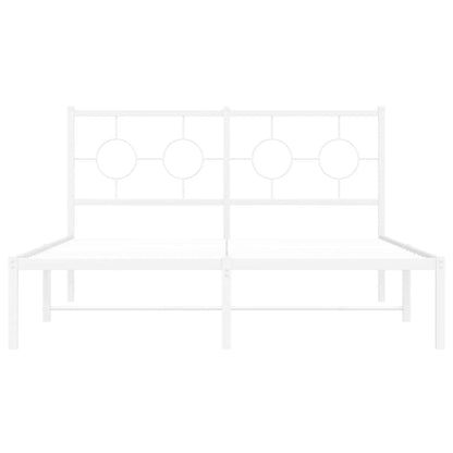 Bettgestell mit Kopfteil Metall Weiß 135x190 cm