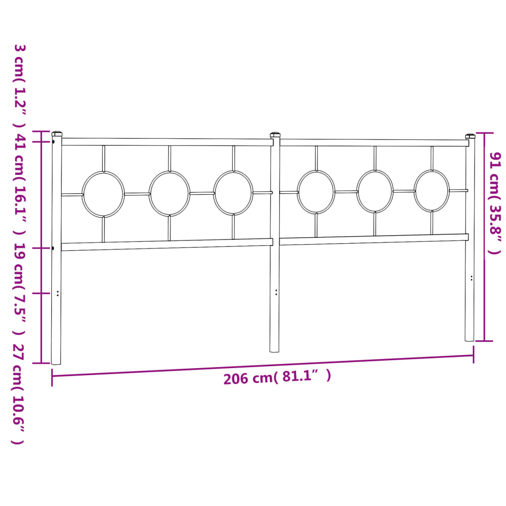 Ersatz-Kopfteil Metall Weiß 200 cm