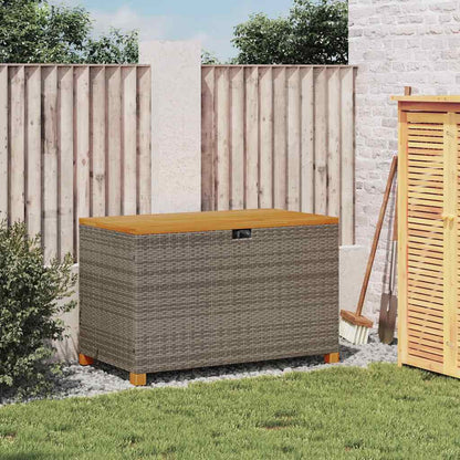 Gartentruhe Grau 110x55x63 cm Poly Rattan Akazienholz