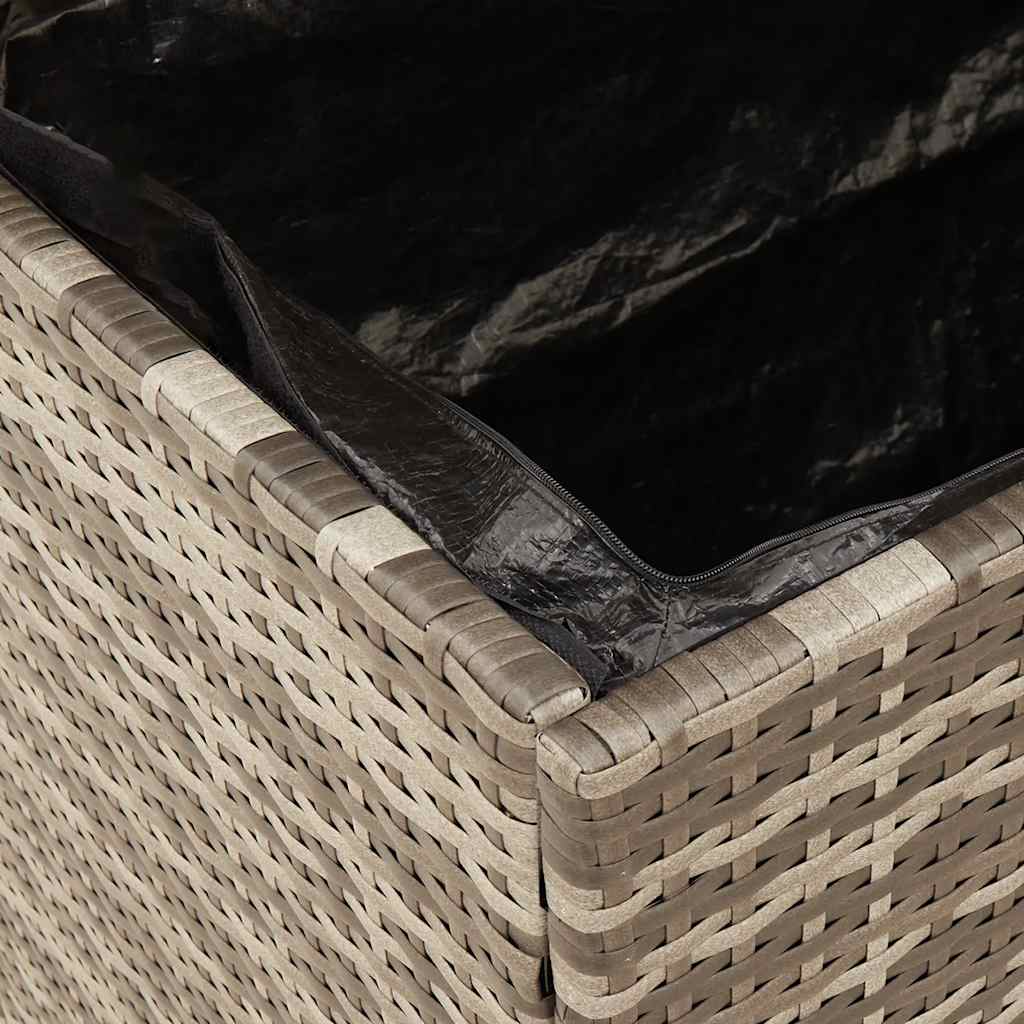 Gartentruhe Grau 110x55x63 cm Poly Rattan Akazienholz