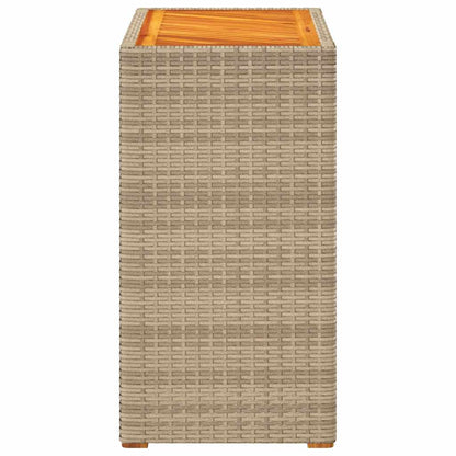 Garten-Beistelltisch mit Holzplatte Beige Poly Rattan