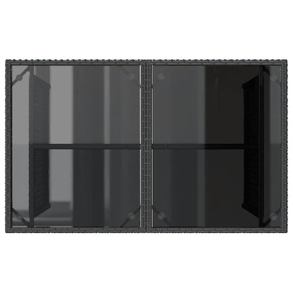 Gartentisch mit Glasplatte Schwarz 110x68x70 cm Poly Rattan