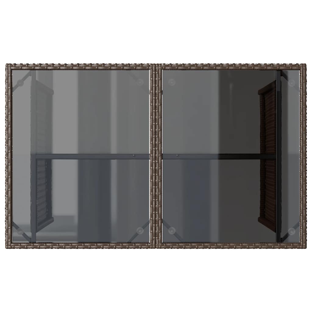 Gartentisch mit Glasplatte Braun 110x68x70 cm Poly Rattan