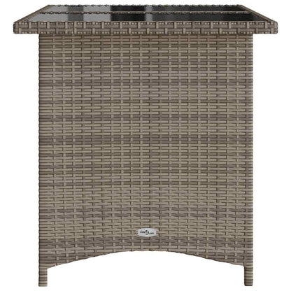 Gartentisch mit Glasplatte Grau 110x68x70 cm Poly Rattan