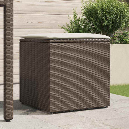 Kissenbox mit Speicher Braun 50 x 50 x 50 cm Poly-Rattan