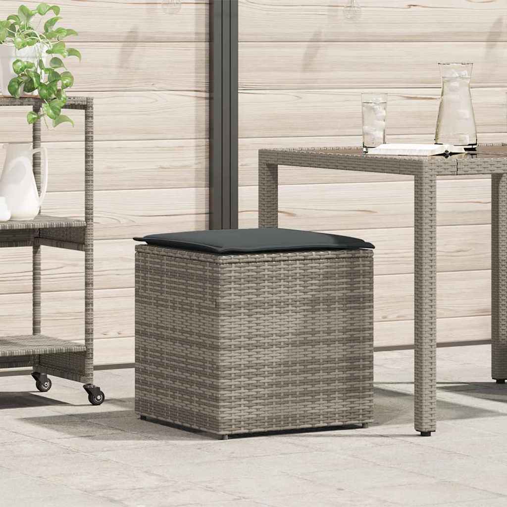 Kissenbox mit Speicher Grau 50 x 50 x 50 cm Poly-Rattan