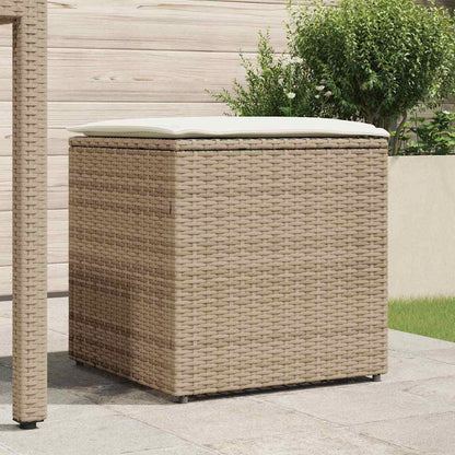 Kissenbox mit Speicher Beige 50 x 50 x 50 cm Poly-Rattan