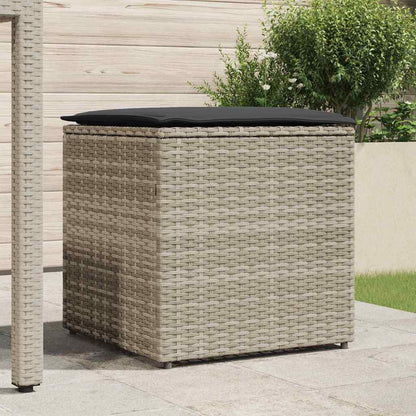 Kissenbox mit Speicher Hellgrau 50 x 50 x 50 cm Poly-Rattan