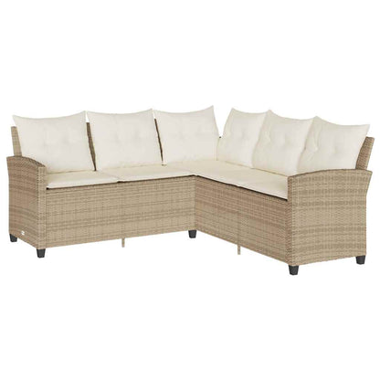 L-förmiges Couchsofa mit Kissen Beige Polyrattan