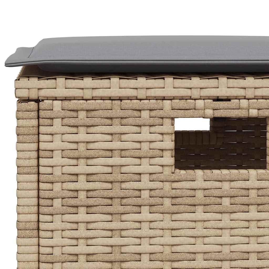 5-tlg. Garten-Essgruppe mit Kissen Beige Poly Rattan