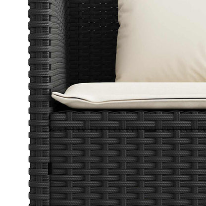 Gartenbank mit Kissen Schwarz Poly Rattan