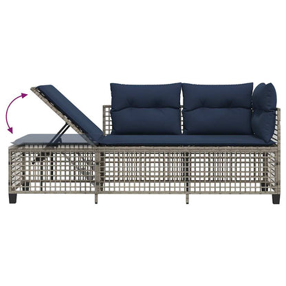3-teiliges Ecksofa-Set für den Garten mit Kissen, grau, Polyrattan
