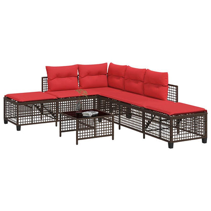 3-teiliges Ecksofa-Set für den Garten mit Kissen, braun, Polyrattan