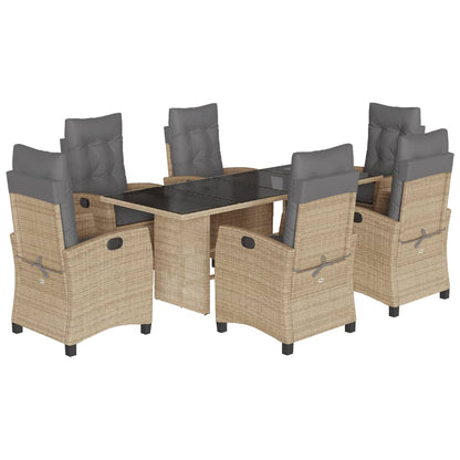 7-tlg. Garten-Essgruppe mit Kissen Beigemischung Poly Rattan