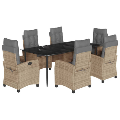 7-tlg. Garten-Essgruppe mit Kissen Beigemischung Poly Rattan