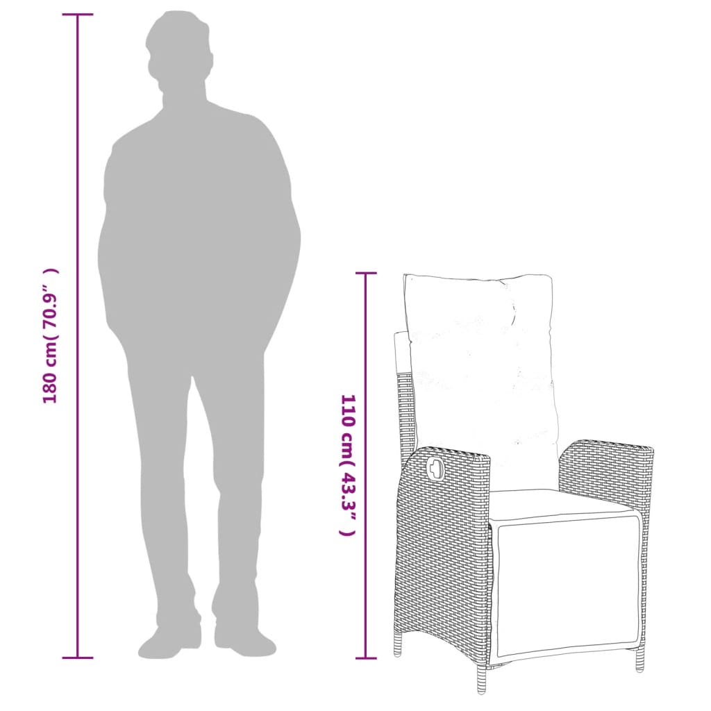 5-tlg. Garten-Essgruppe mit Kissen Hellgrau Poly Rattan