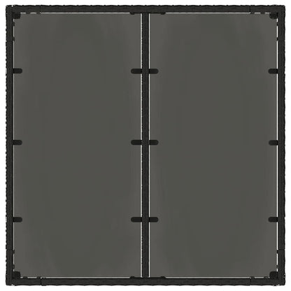 Gartentisch mit Glasplatte Schwarz 90x90x75 cm Poly Rattan