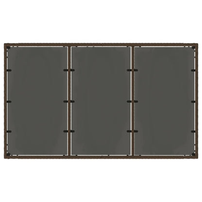 Gartentisch mit Glasplatte Braun 150x90x75 cm Poly Rattan