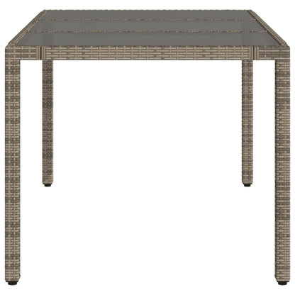 Gartentisch mit Glasplatte Grau 150x90x75 cm Poly Rattan