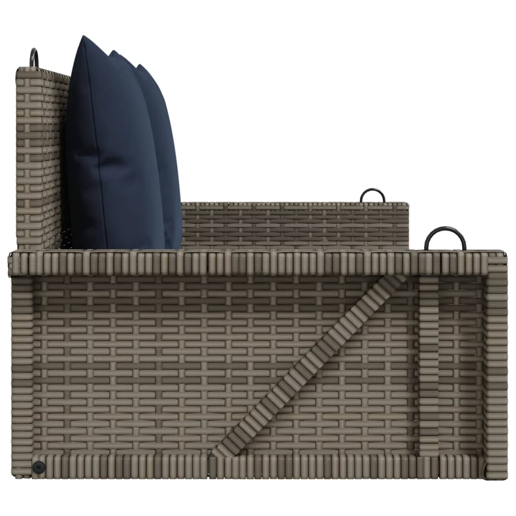 Schaukelbank mit Kissen Grau 119x56x48 cm Poly Rattan