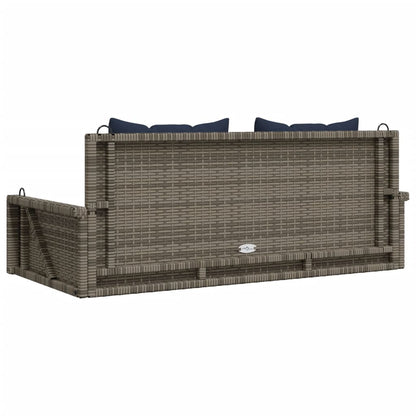 Schaukelbank mit Kissen Grau 119x56x48 cm Poly Rattan