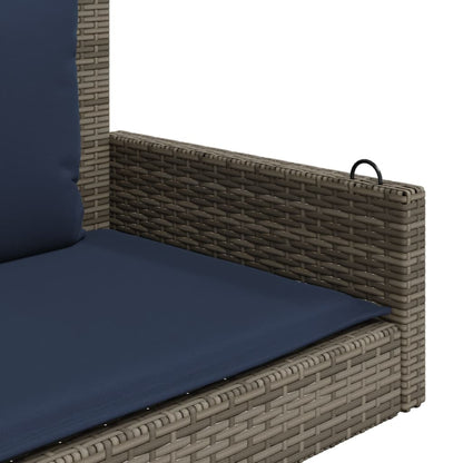 Schaukelbank mit Kissen Grau 119x56x48 cm Poly Rattan