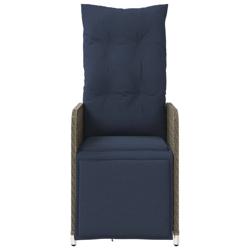 Gartenstühle Verstellbar 2 Stk. mit Tisch Grau Poly Rattan