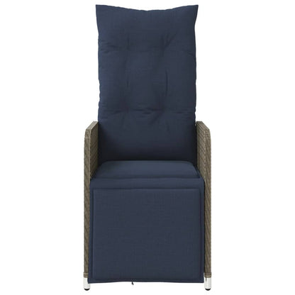 Gartenstühle Verstellbar 2 Stk. mit Tisch Grau Poly Rattan